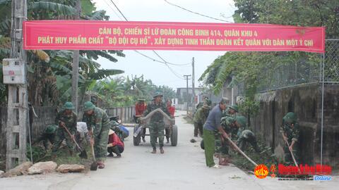 Lữ đoàn Công binh 414: Hành quân dã ngoại làm công tác dân vận tại huyện Nghi Lộc.