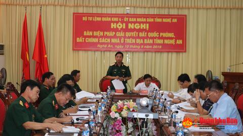 Bộ tư lệnh Quân khu 4 và UBND tỉnh Nghệ An:  Phối hợp giải quyết đất Quốc phòng, đất chính sách nhà ở trên địa bàn.