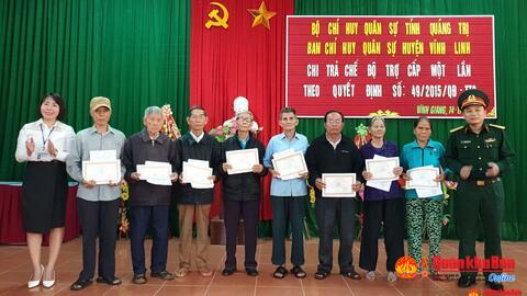 Huyện Vĩnh Linh (Quảng Trị) chi trả chế độ cho hơn 450 đối tượng chính sách