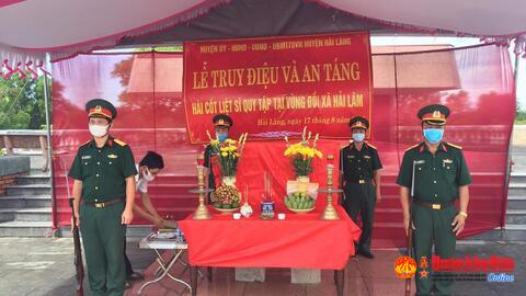 Huyện Hải Lăng, Quảng Trị tổ chức truy điệu và an táng hài cốt liệt sỹ