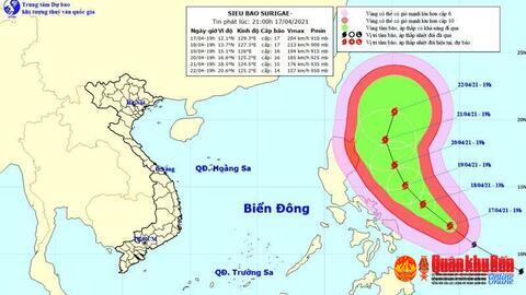 Xuất hiện siêu bão mạnh cấp 17 ở vùng biển phía đông miền trung Philippines