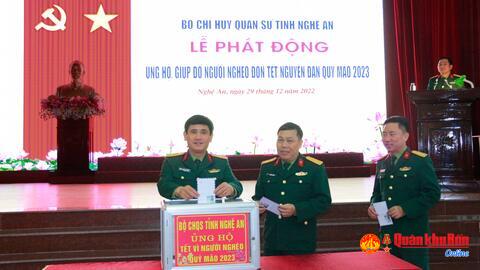 Bộ CHQS tỉnh Nghệ An phát động ủng hộ Tết vì người nghèo Xuân Quý Mão 2023
