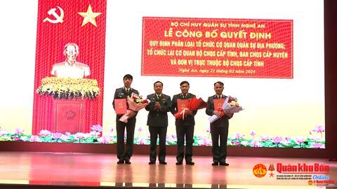 Thiếu tướng Nguyễn Ngọc Hà dự Lễ công bố các quyết định tổ chức cơ quan của Bộ Chỉ huy Quân sự tỉnh Nghệ An