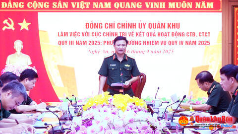 Quân khu 4: Hoàn thành xuất sắc nhiều nội dung công tác Đảng, công tác chính trị