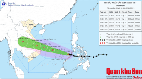 Ứng phó với bão số 13 (Kalmaegi) theo phương châm “chủ động từ sớm, từ xa”