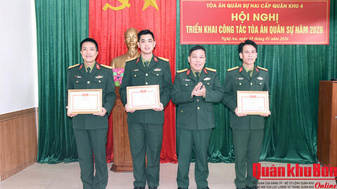 Tòa án Quân sự hai cấp Quân khu 4: Triển khai công tác Tòa án Quân sự năm 2026
