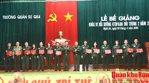 Trường Quân sự Quân khu 4: Bế giảng Khóa 91 Bồi dưỡng kiến thức Quốc phòng và An ninh đối tượng 2