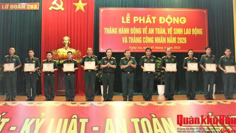 Lữ đoàn Phòng không 283 (Quân khu 4) tổ chức phát động Tháng hành động về an toàn vệ sinh lao động và Tháng công nhân năm 2026