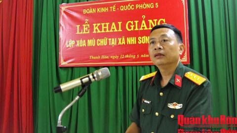Đoàn Kinh tế - Quốc phòng 5 (Quân khu 4) khai giảng lớp học xóa mù chữ, tái mù chữ