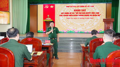 Ban Chỉ đạo xây dựng Đề án 1496 Bộ Quốc phòng khảo sát tại Trường Cao đẳng nghề số 4