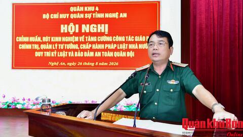 Bộ Chỉ huy Quân sự tỉnh Nghệ An: Hội nghị Chỉnh huấn về công tác giáo dục chính trị, quản lý tư tưởng và bảo đảm an toàn