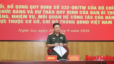Hội thảo về quy định của Bộ Chính trị về Tổ chức Đảng và dự thảo Quy định của Ban Bí thư về chức năng, nhiệm vụ, mối quan hệ công tác của đảng bộ trực thuộc cơ sở, chi bộ trong Quân đội Nhân dân Việt Nam