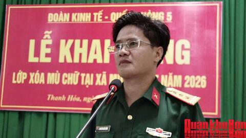 Đoàn Kinh tế - Quốc phòng 5 (Quân khu 4) khai giảng lớp học xóa mù chữ, tái mù chữ