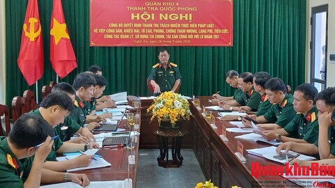 Thanh tra Quốc phòng Quân khu 4 công bố quyết định thanh tra Lữ đoàn Phòng không 283