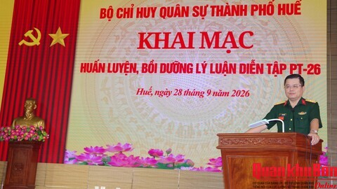 Bộ Chỉ huy Quân sự thành phố Huế huấn luyện, bồi dưỡng lý luận diễn tập