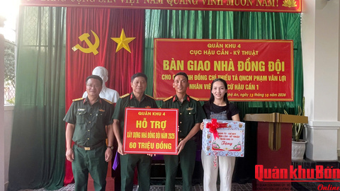 Cục Hậu cần – Kỹ thuật Quân khu 4, khánh thành và bàn giao Nhà đồng đội