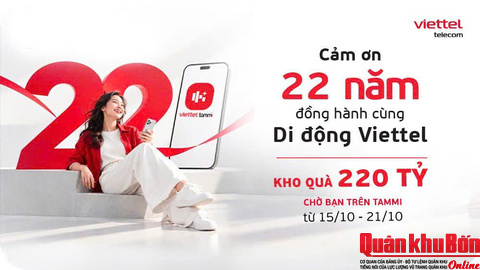 Kỷ niệm 22 năm kinh doanh dịch vụ di động: Viettel mở kho quà 220 tỷ trên Tammi
