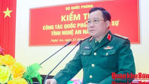 Bộ Quốc phòng kiểm tra công tác quốc phòng, quân sự năm 2025 tại tỉnh Nghệ An