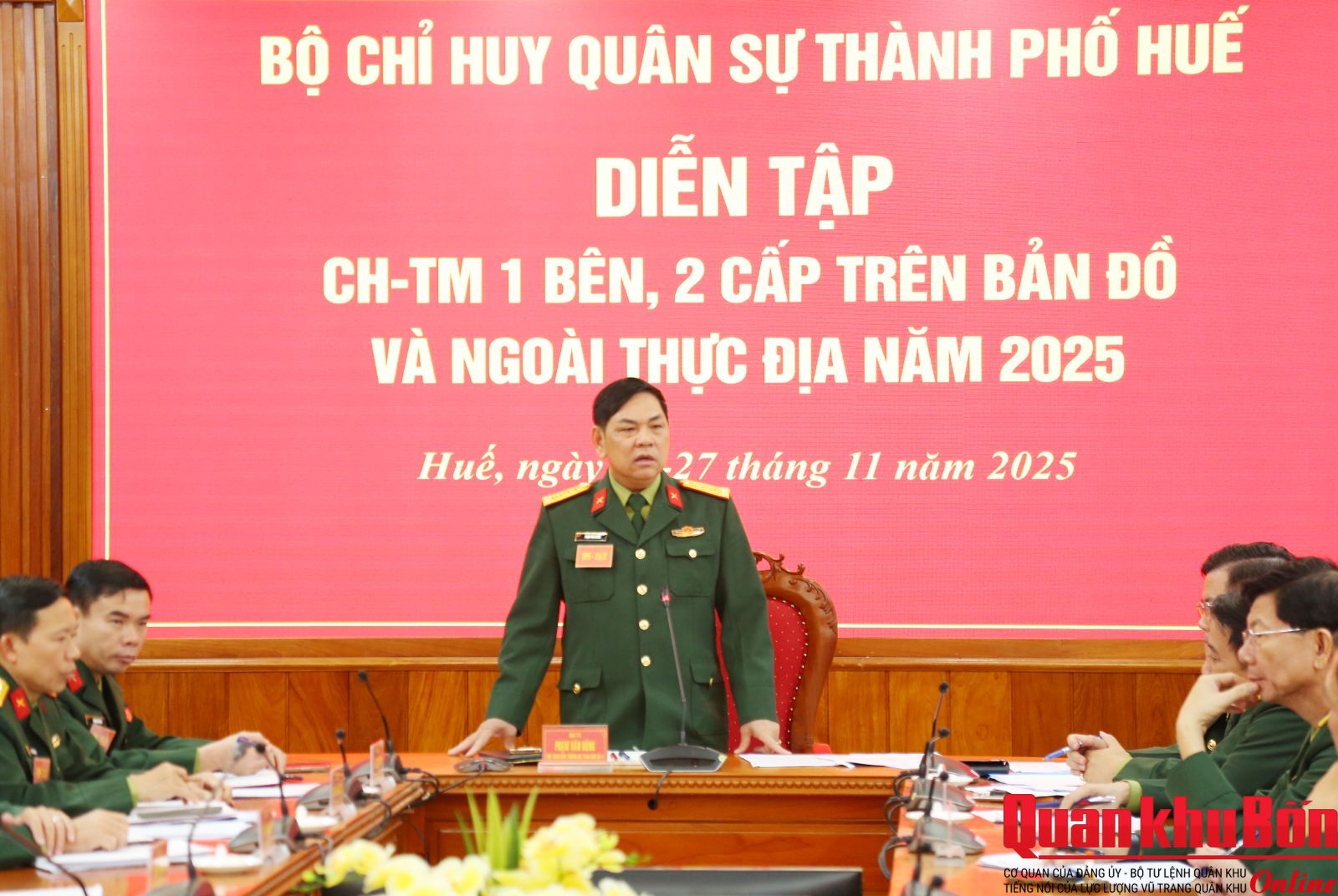 Bộ Chỉ huy Quân sự thành phố Huế diễn tập Chỉ huy tham mưu 1 bên 2 cấp trên bản đồ và thực địa năm 2025