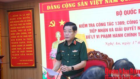 Thượng tướng Nguyễn Văn Gấu, Thứ trưởng Bộ Quốc phòng kiểm tra công tác 1389 tại Nghệ An