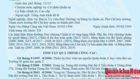 Tiểu sử Đại tá Lê Huy Nghĩa, người ứng cử đại biểu HĐND thành phố Huế