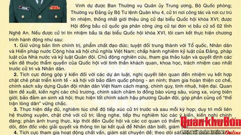 Chương trình hành động của Thiếu tướng Ngô Nam Cường - Người ứng cử đại biểu Quốc hội khóa XVI