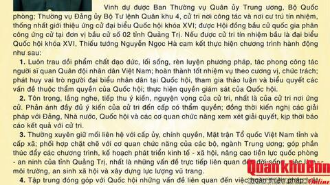 Chương trình hành động của Thiếu tướng Nguyễn Ngọc Hà - Người ứng cử đại biểu Quốc hội khóa XVI