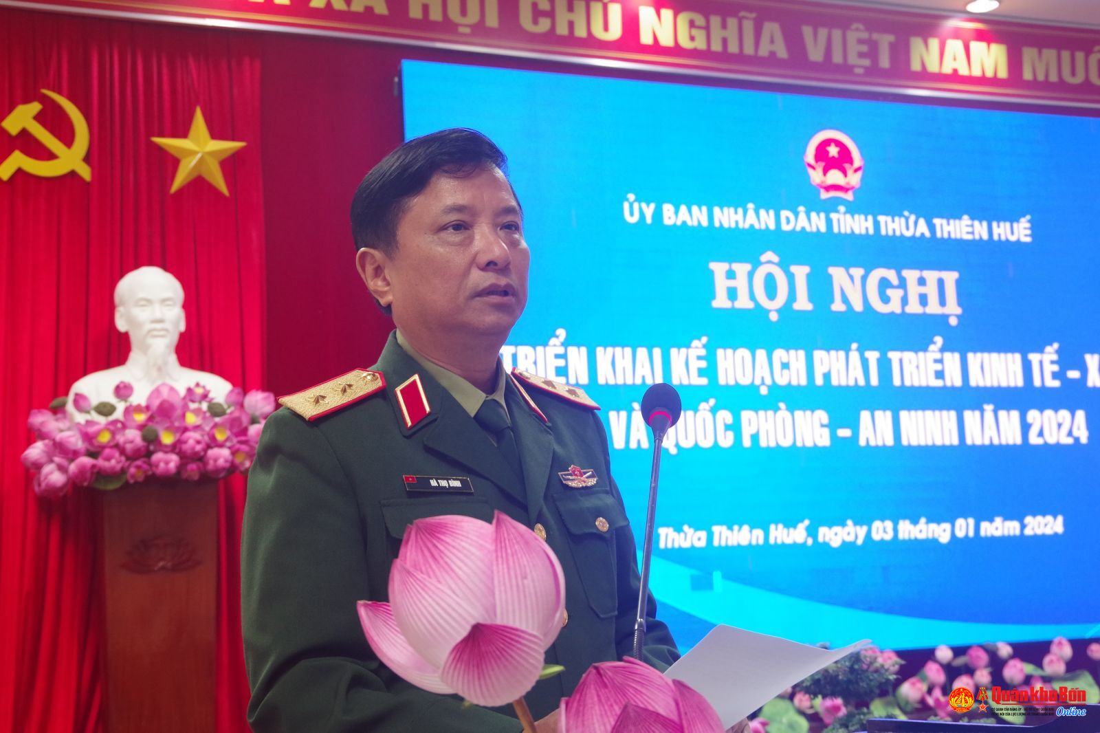 Trung tướng Hà Thọ Bình dự Hội nghị triển khai kế hoạch phát triển kinh tế - xã hội và Quốc phòng - An ninh năm 2024 của tỉnh Thừa Thiên Huế
