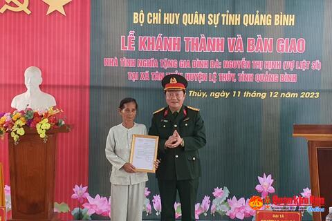 Bộ Chỉ huy Quân sự tỉnh Quảng Bình: Bàn giao “Nhà tình nghĩa”