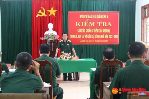 Kiểm tra công tác triển khai nhiệm vụ tìm kiếm, quy tập hài cốt liệt sĩ mùa khô năm 2022- 2023 tại tỉnh Quảng Trị.