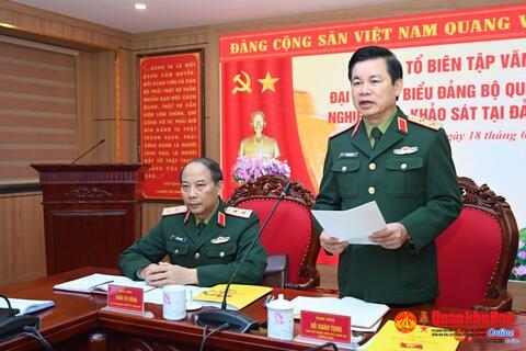 Bộ Quốc phòng nghiên cứu, khảo sát văn kiện Đại hội Đại biểu Đảng bộ Quân đội lần thứ XII tại Quân khu 4.