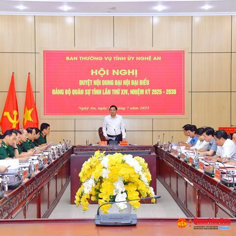 Ban Thường vụ Tỉnh ủy Nghệ An duyệt nội dung Đại hội đại biểu Đảng bộ Quân sự tỉnh lần thứ XIV, nhiệm kỳ 2025 - 2030