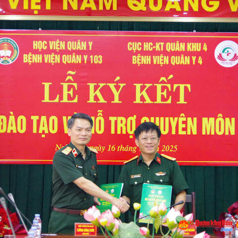 Bệnh viện Quân y 103 và  Bệnh viện Quân y 4 ký kết đào tạo và hổ trợ chuyên môn