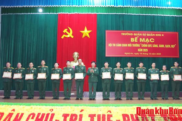 Trường Quân sự Quân khu 4: Bế mạc Hội thi cảnh quan môi trường “Chính quy, sáng, xanh, sạch, đẹp”