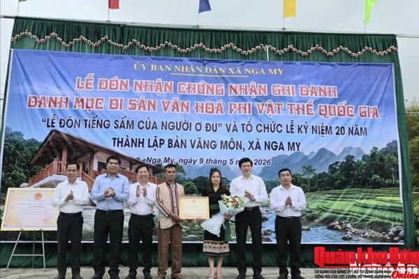 Trao chứng nhận Di sản quốc gia cho nghi lễ “đón tiếng sấm” của người Ơ Đu