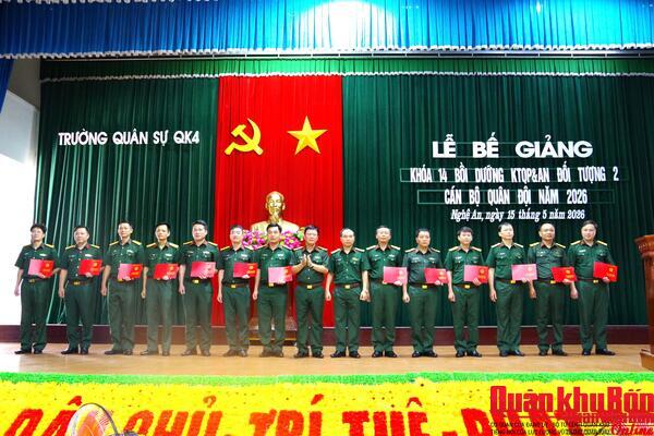 Trường Quân sự Quân khu 4: Bế giảng Khóa 14 bồi dưỡng kiến thức Quốc phòng  - An ninh đối tượng 2 năm 2026.