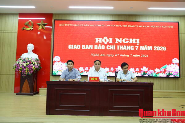 Tỉnh Nghệ An: Hội nghị giao ban báo chí tháng 7 năm 2026