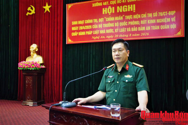 Xưởng 467, Cục Hậu cần – Kỹ thuật Quân khu 4: Tổ chức sinh hoạt chính trị, chỉnh huấn và rút kinh nghiệm chấp hành pháp luật, kỷ luật và an toàn quân đội.