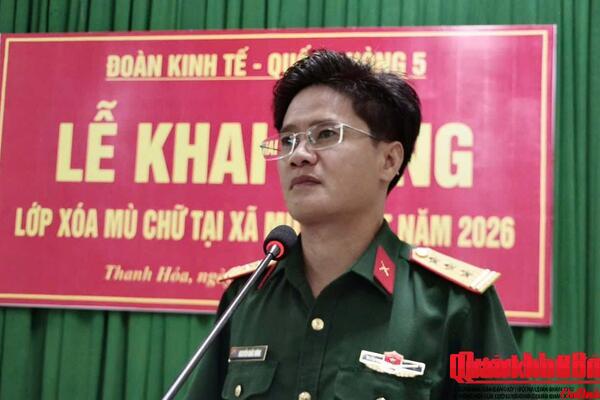 Đoàn Kinh tế - Quốc phòng 5 (Quân khu 4) khai giảng lớp học xóa mù chữ, tái mù chữ