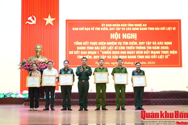 Tỉnh Nghệ An tổng kết nhiệm vụ quy tập năm 2026 và sơ kết giai đoạn 1 “Chiến dịch 500 ngày đêm”