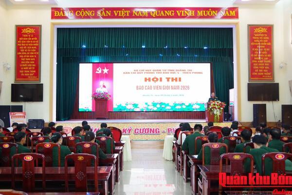 Ban Chỉ huy Phòng thủ khu vực 4 - Triệu Phong (Quảng Trị) khai mạc Hội thi báo cáo viên giỏi năm 2026