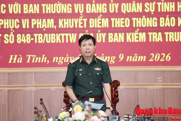 Ban Thường vụ Đảng ủy Quân sự Hà Tĩnh thực hiện Thông báo kết luận giám sát của Ủy ban kiểm tra Trung ương