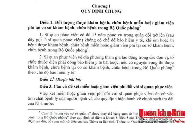 Quy định mới về khám bệnh, chữa bệnh đối với sĩ quan phục viên