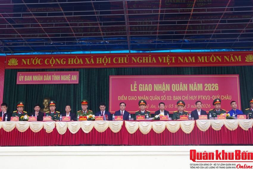 Hoàn thành Lễ giao nhận quân năm 2026 tại Ban Chỉ huy Phòng thủ khu vực  3 - Quỳ Châu (Nghệ An)