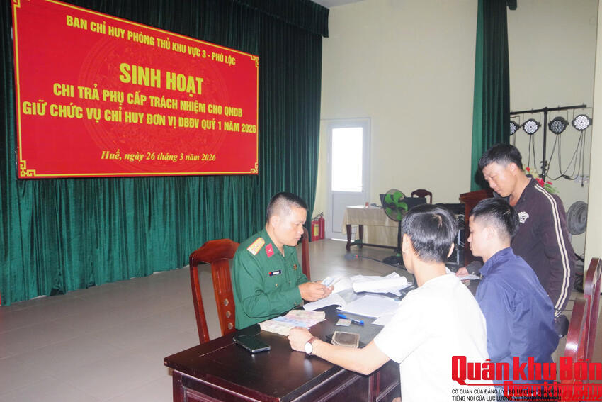 Chi trả phụ cấp trách nhiệm cho Quân nhân dự bị Quý 1 năm 2026