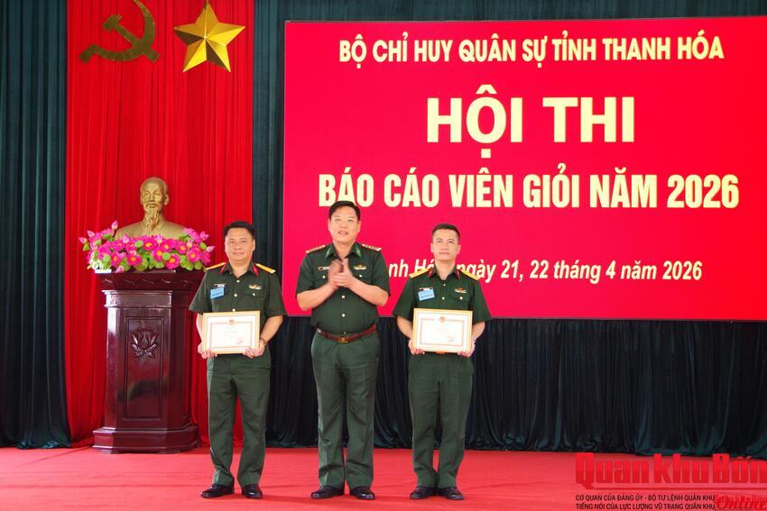 Bộ CHQS tỉnh Thanh Hóa bế mạc Hội thi Báo cáo viên giỏi năm 2026