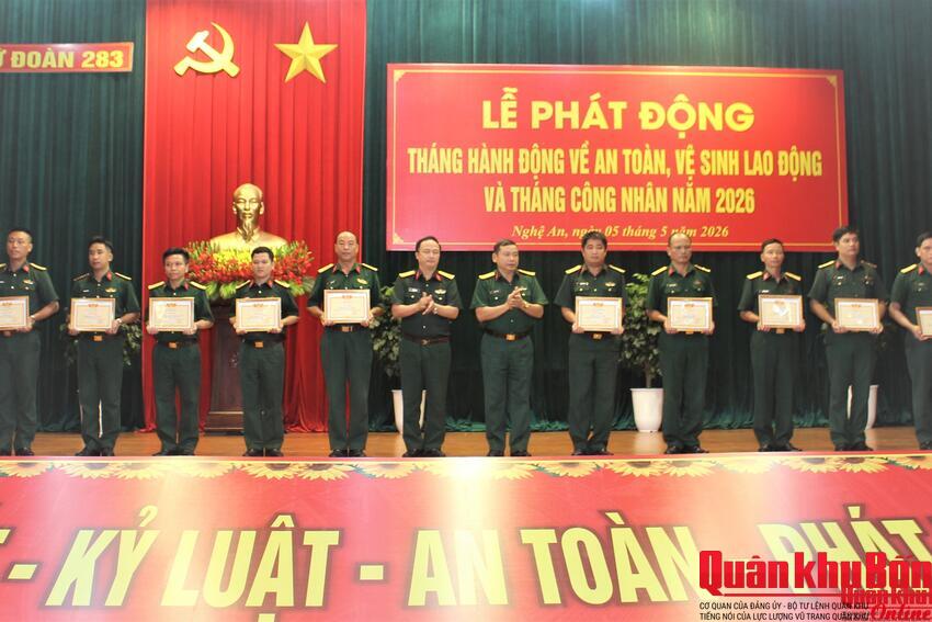 Lữ đoàn Phòng không 283 (Quân khu 4) tổ chức phát động Tháng hành động về an toàn vệ sinh lao động và Tháng công nhân năm 2026