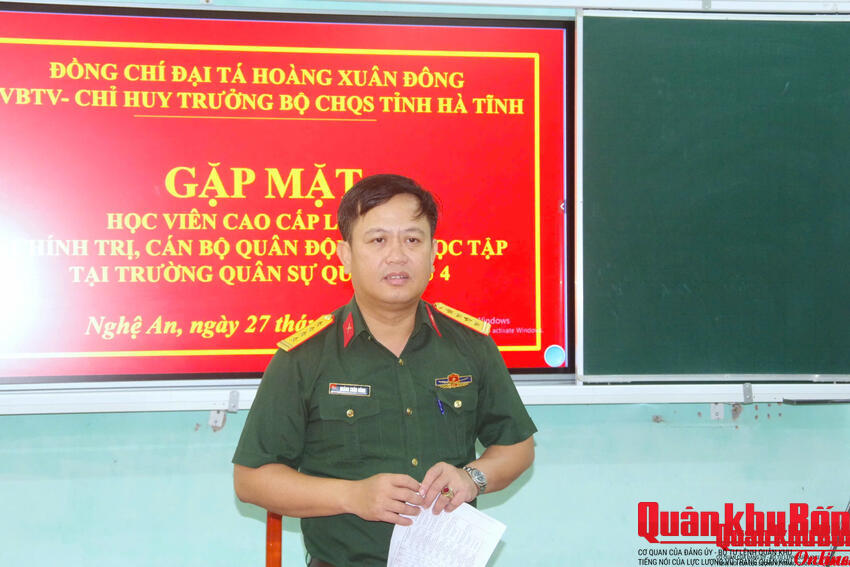 Chỉ huy trưởng Bộ Chỉ huy Quân sự tỉnh Hà Tĩnh động viên lớp đào tạo Cao cấp lý luận chính trị