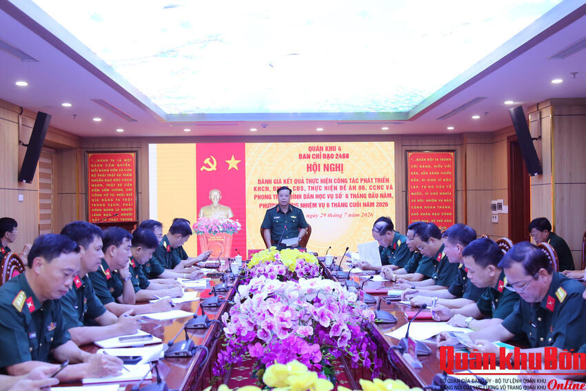 Ban Chỉ đạo 2468 Quân khu 4 sơ kết công tác phát triển khoa học, công nghệ, đổi mới sáng tạo, chuyển đổi số và cải cách hành chính 6 tháng đầu năm 2026