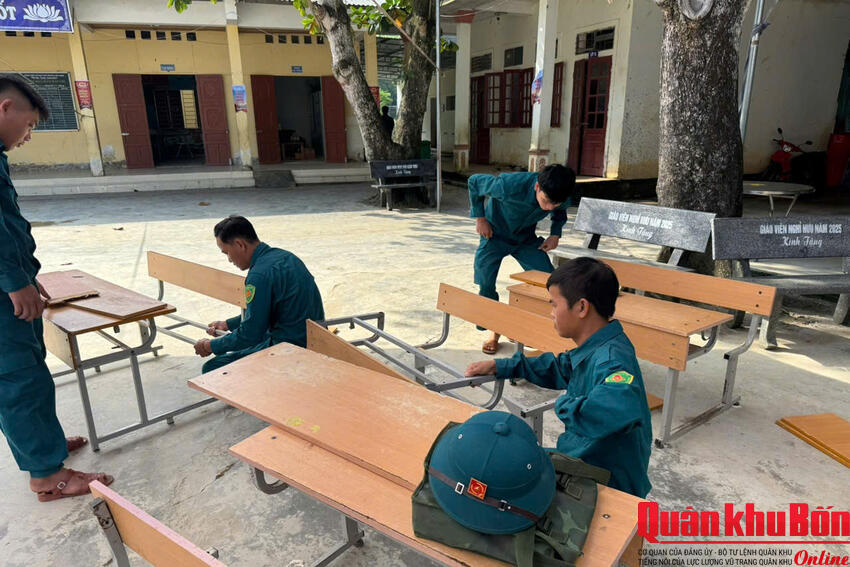 Ban Chỉ huy Quân sự xã Lượng Minh sửa chữa, cải tạo Trường Phổ thông Dân tộc bán trú